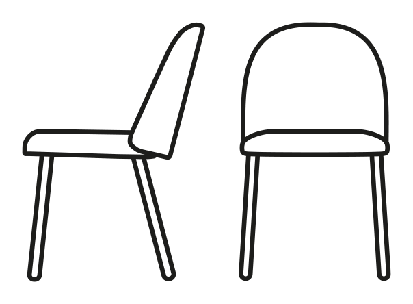 Tuka Chair, Metal Legs by Connubia, size drawing