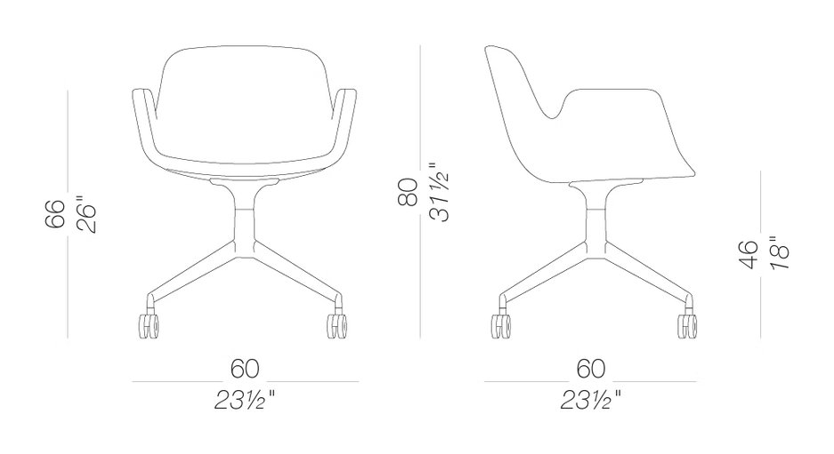 Pass S168 Armchair by LaPalma, size drawing
