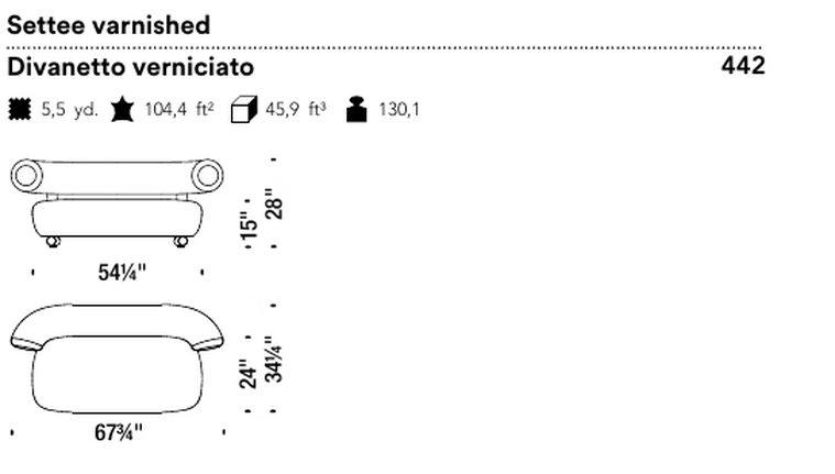 Pipe Sofa by Moroso, size drawing