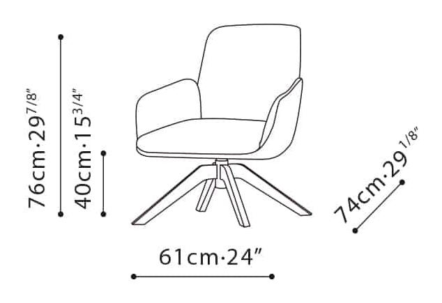 Wing Lounge Chair by Camerich, size drawing