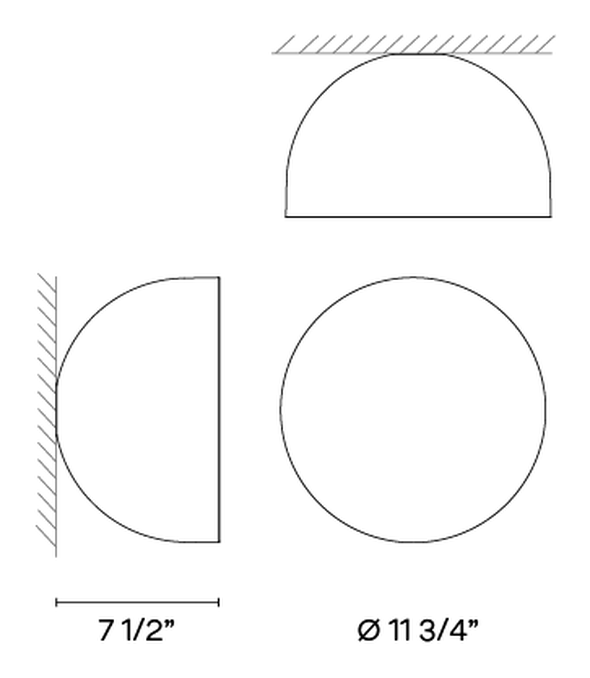 Plusminus Solo Wall and Ceiling Lights by Vibia, size drawing: Model 6340