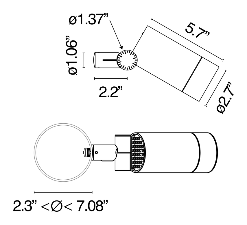 Spine T Ultra Pole-Top Light by Flos, size drawing: Spine T 1 Ultra