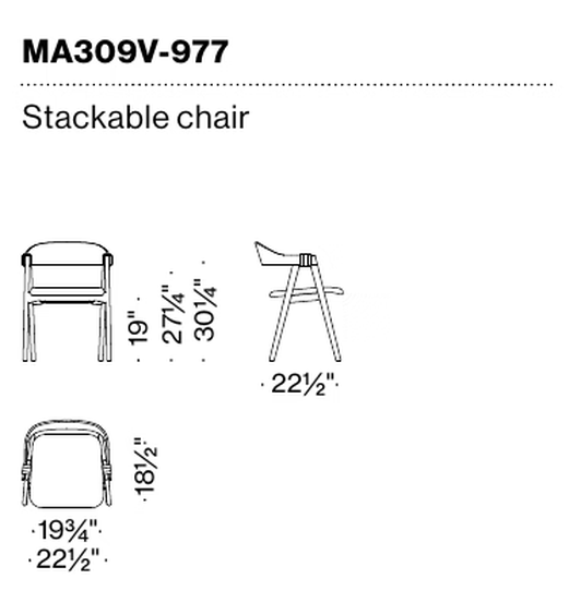 Mathilda Dining Chair by Moroso, size drawing