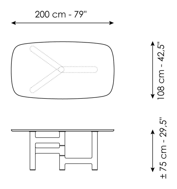Pivot Dining Table by Bonaldo, size drawing 1