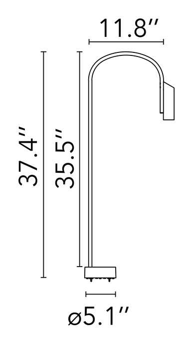 Caule Bollard Light by Flos, size drawing: Caule Bollard 2