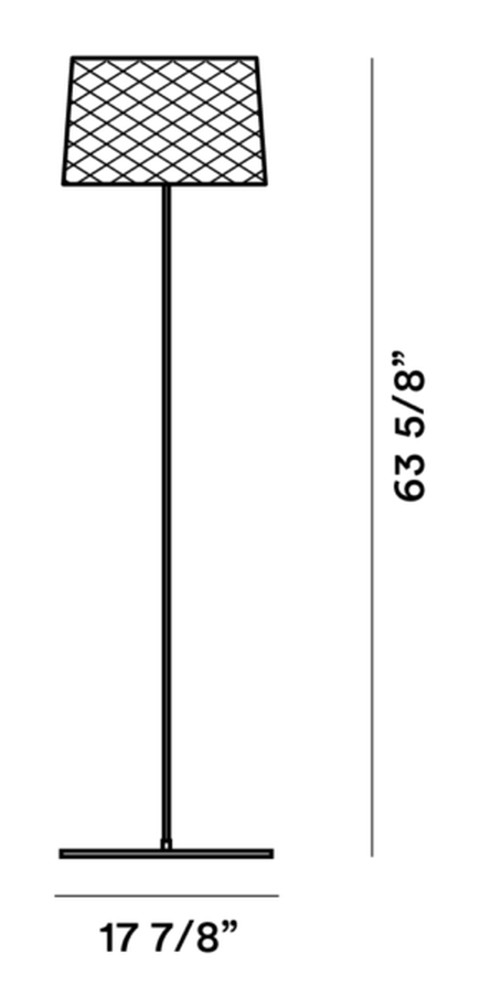 Twiggy Grid Outdoor Lettura Floor Lamp by Foscarini, size drawing