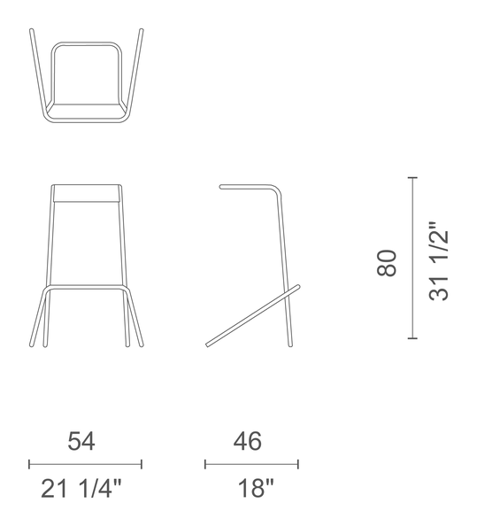 Alodia Stool by Cappellini, size drawing: LD_2