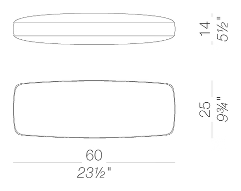 Oort Lower Back Cushion, 23.5 in by LaPalma, size drawing