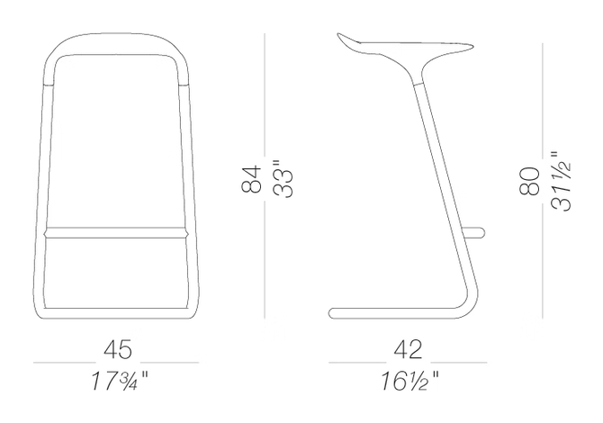 Cross S452 Stool by LaPalma, size drawing