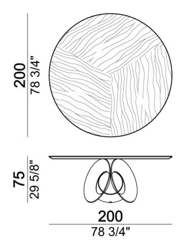 Oracle Dining Table by Arketipo, size drawing: Dining table