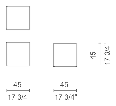 Luce Side Table by Cappellini, size drawing: LUX1