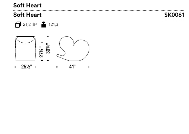 Soft Heart Armchair by Moroso, size drawing