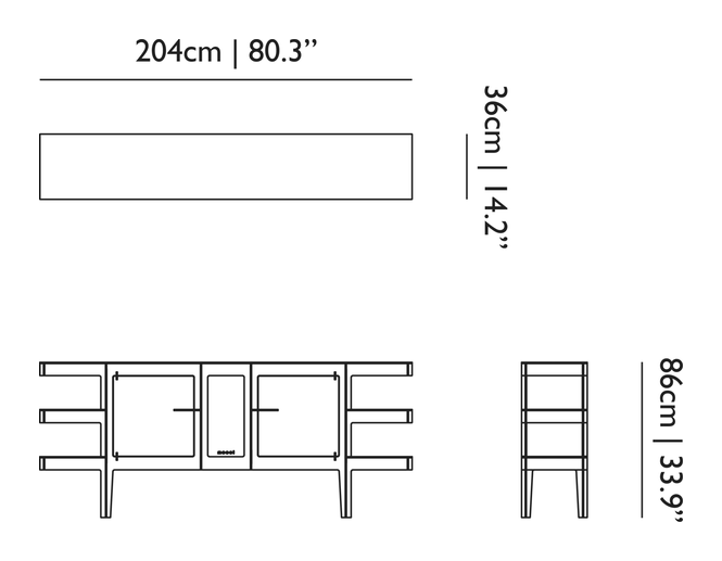 No Screw No Glue Buffet by Moooi, size drawing