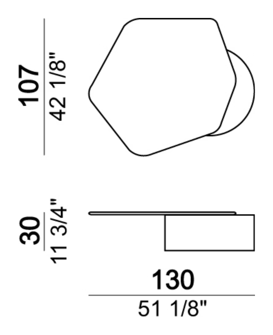 Materia Coffee Table by Arketipo, size drawing: Small table