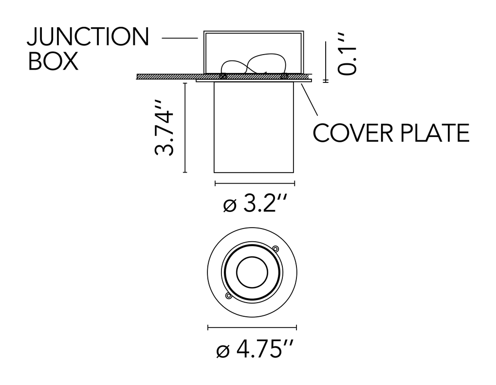 Kap 80 Surface Downlight by Flos, size drawing: Kap 80 Surface Round