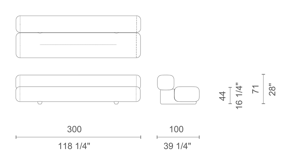 Big Sofa by Cappellini, size drawing: PBS2
