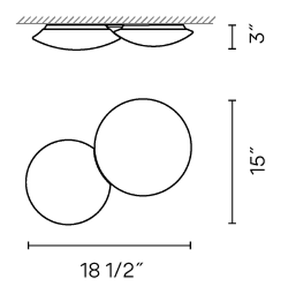 Puck Wall and Ceiling Light by Vibia, size drawing: Models 5430, 5432