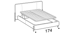 Alar Bed by Ditre Italia, size drawing: Double size bed for 160x200 cm mattress with EASY mechanism