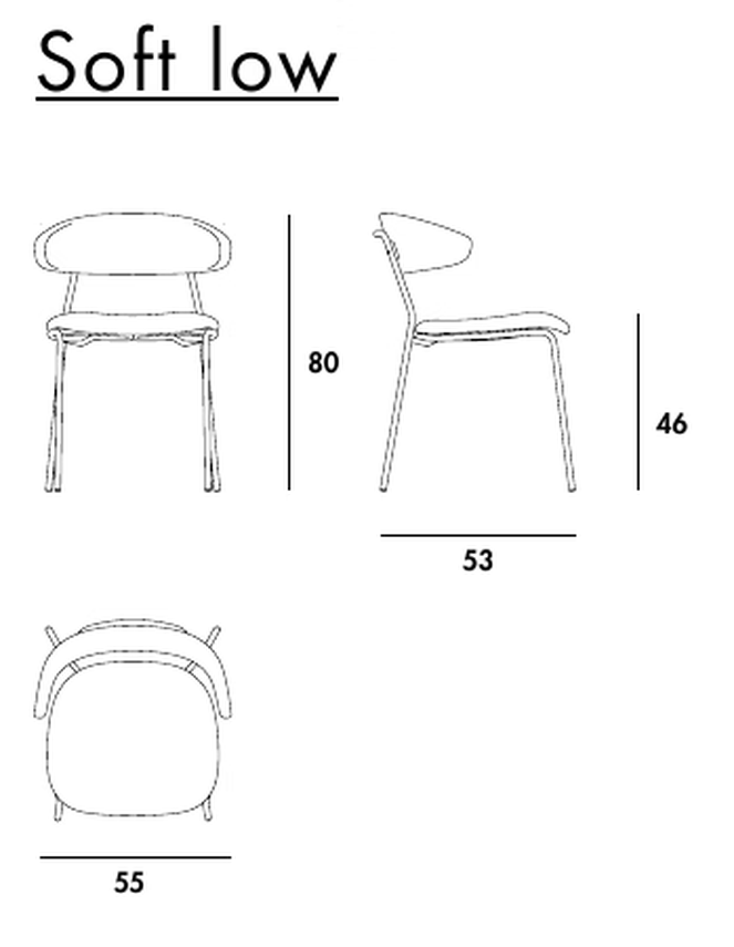 Soft Low Chair by Sovet, size drawing