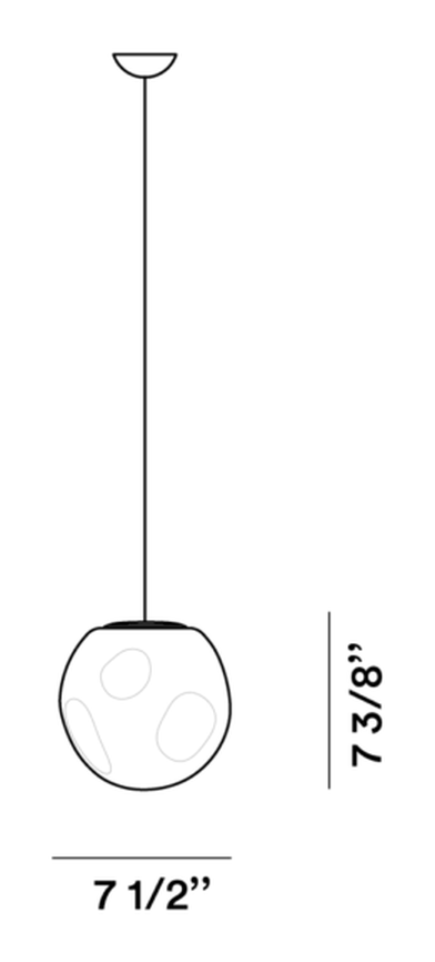 Hoba Pendant Lamp by Foscarini, size drawing: Hoba Midi