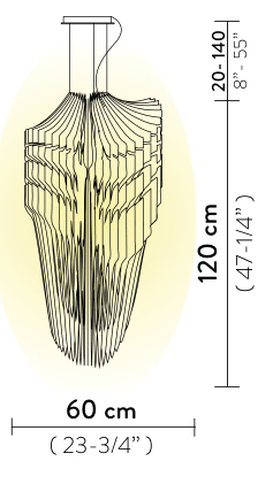 Avia Pendant Lamp by Slamp, size drawing: Avia Suspension Large