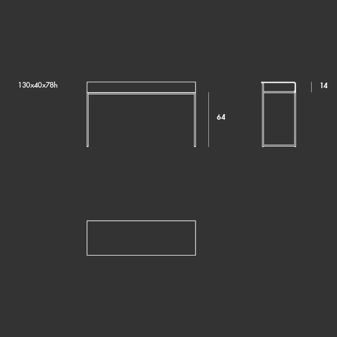 Nido Console Table by Sovet, size drawing