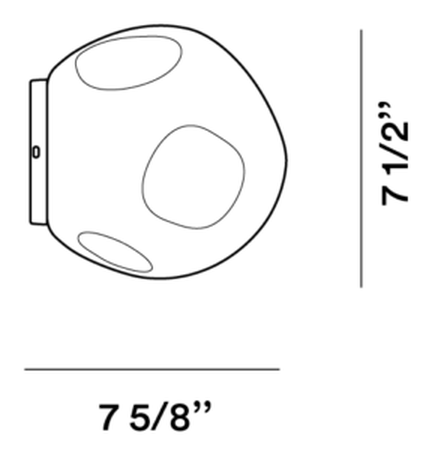 Hoba Wall Lamp by Foscarini, size drawing: Hoba Midi