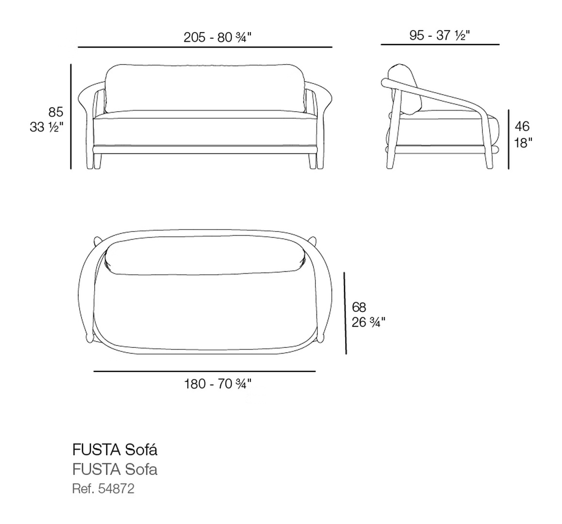 Fusta Sofa by Vondom, size drawing