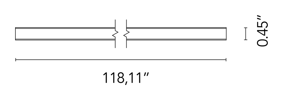 Zero Track Pro Surface System by Flos, size drawing: Track Cover 3000mm