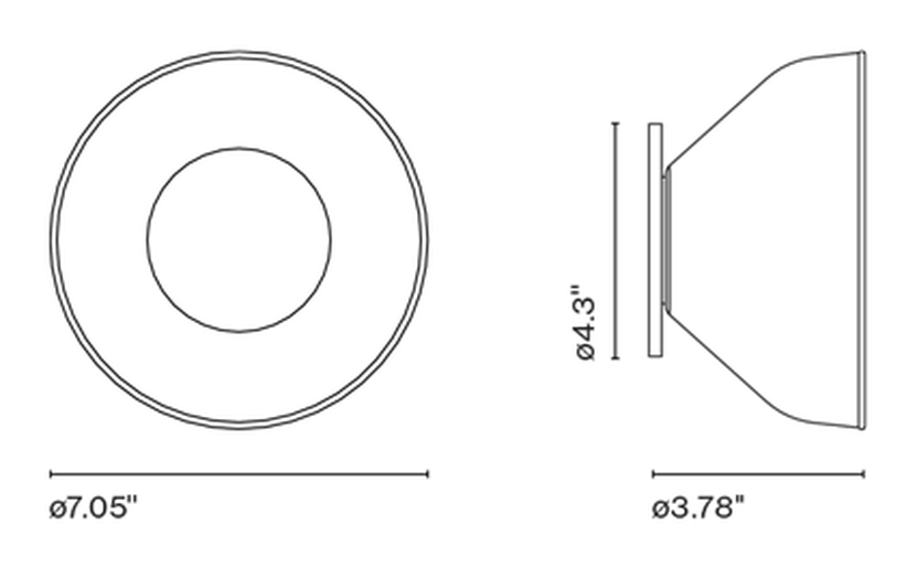 Aura Ceiling Lamp by Marset, size drawing: Aura