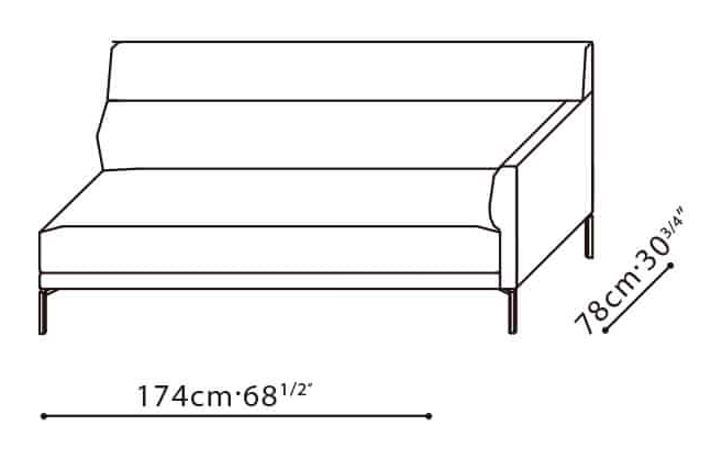 Amor-30 Sofa by Camerich, size drawing: C01F0107