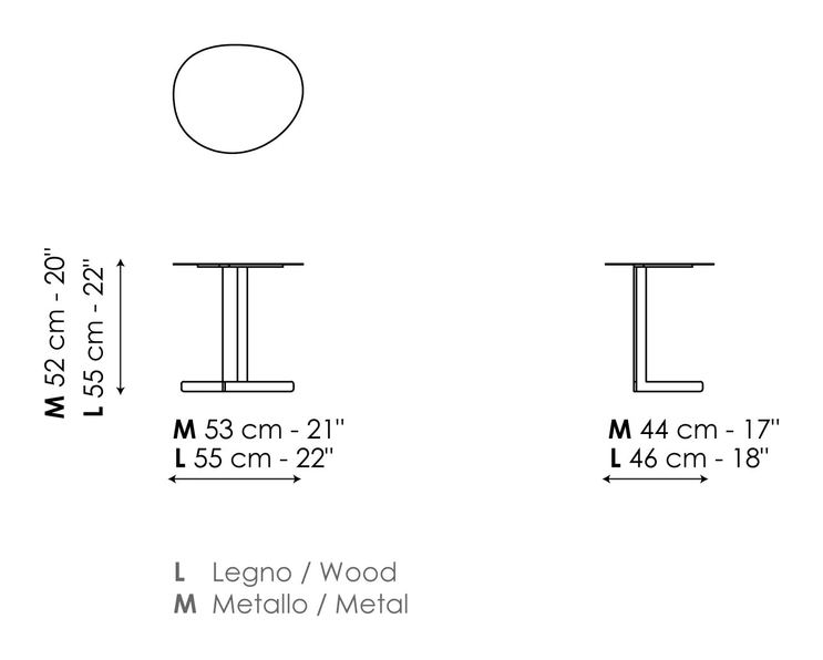 Kumo Coffee Table by Bonaldo, size drawing: Kumo 53 high