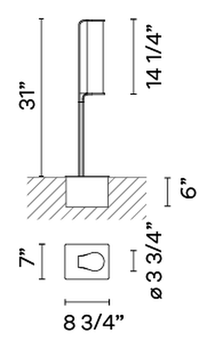 Class Outdoor Lighting Collection by Vibia, size drawing: Model 2800