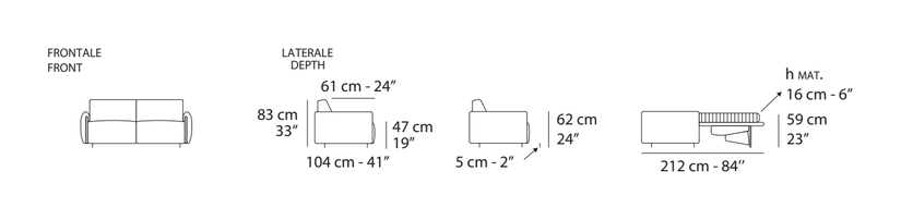 Turati Sofa Bed by Nicoline, size drawing 1