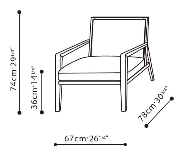 Flora Lounge Chair by Camerich, size drawing: C0220011