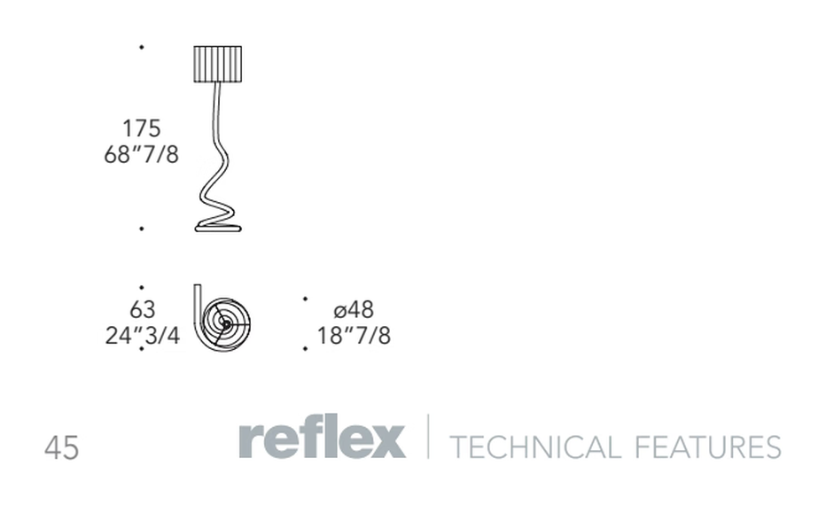 Ghibli Piantana Floor Lamp by Reflex, size drawing