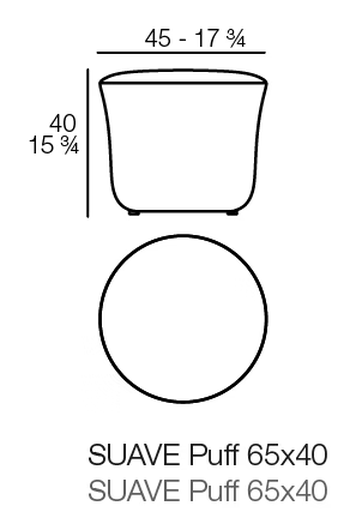 Suave Ottoman by Vondom, size drawing