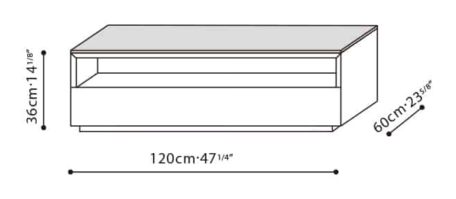 Blend Coffee Table by Camerich, size drawing: C06G0406