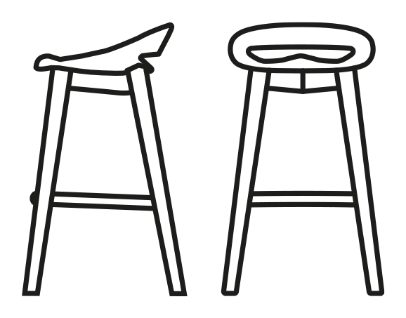 Cosmopolitan Stool, Wooden Legs by Connubia, size drawing