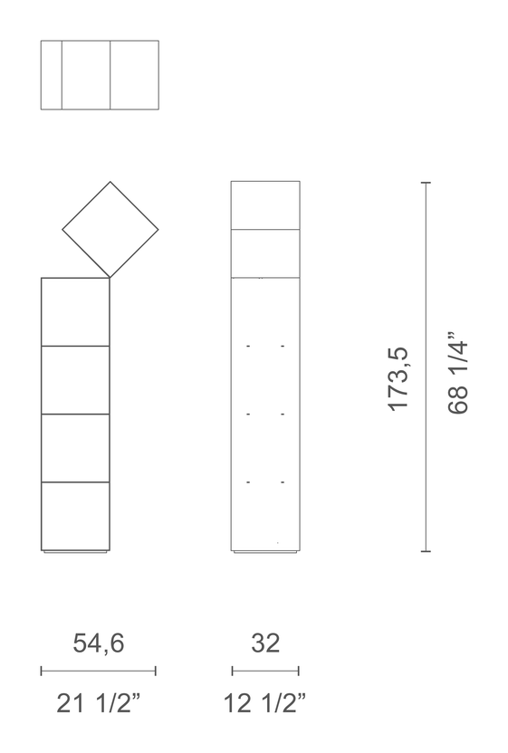 Drop Bookshelf by Cappellini, size drawing: DR_3