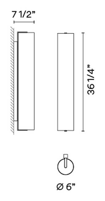 Kontorno Lighting Collection by Vibia, size drawing: Model 6444