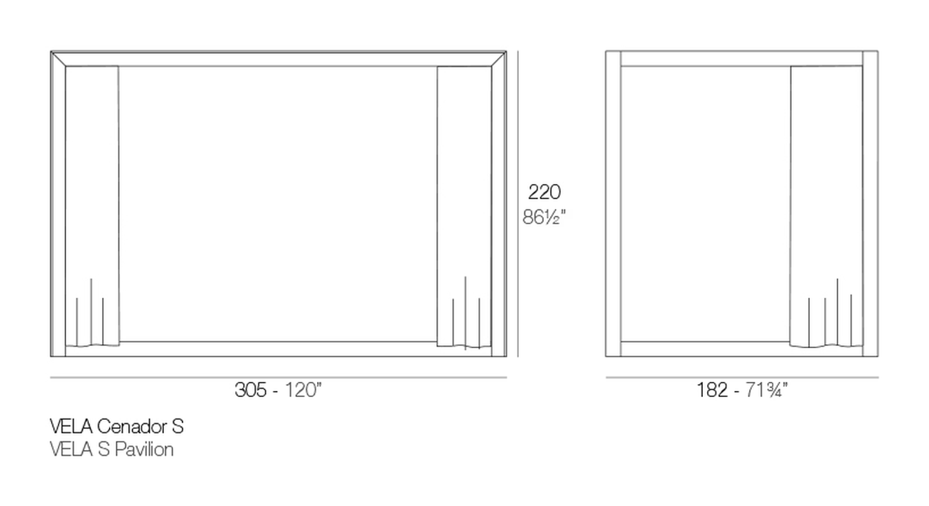 Vela Pavilion Canopy by Vondom, size drawing