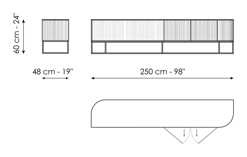 Dune TV Stand by Bonaldo, size drawing 1