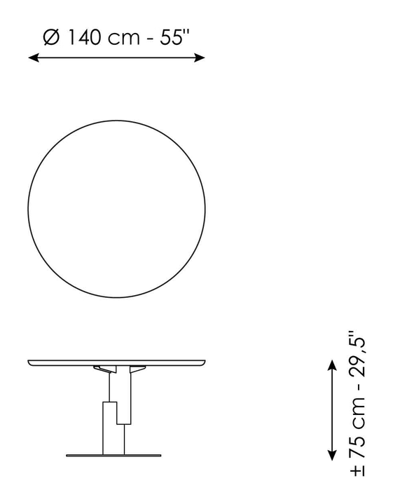 Innesti Dining Table by Bonaldo, size drawing 2