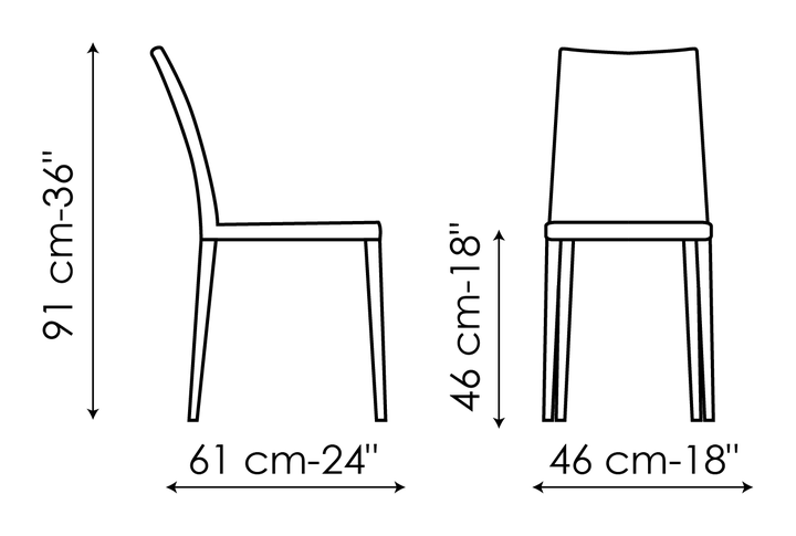 Kayla Chair by Bonaldo, size drawing: Kayla up