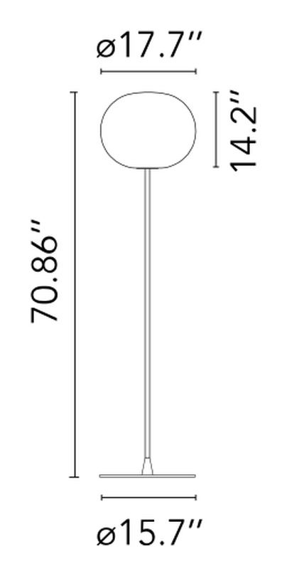 Glo-Ball Floor Lamp by Flos, size drawing: Glo-Ball Floor 3