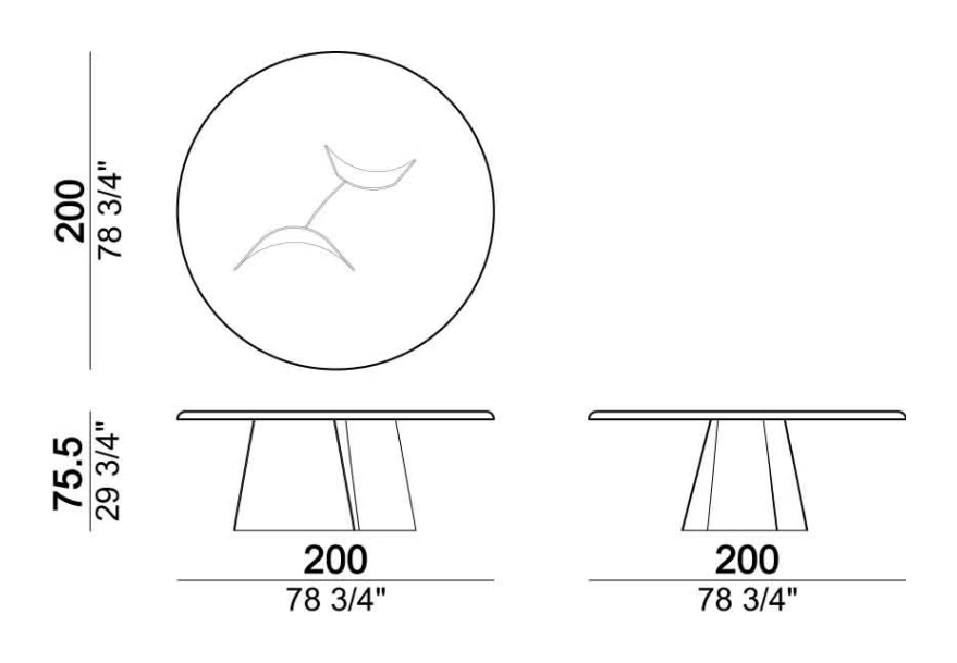 Avalon Dining Table by Arketipo, size drawing 1