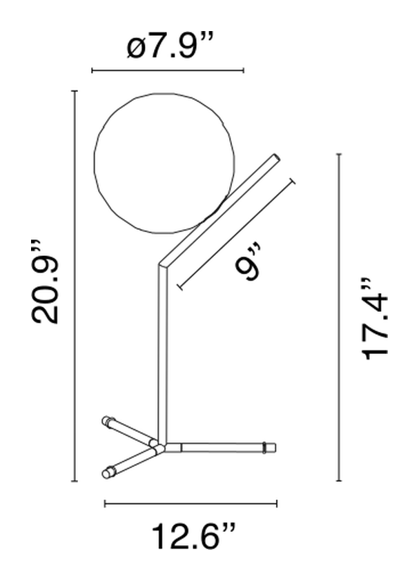 IC Lights Table Lamp by Flos, size drawing: IC Lights T1 High