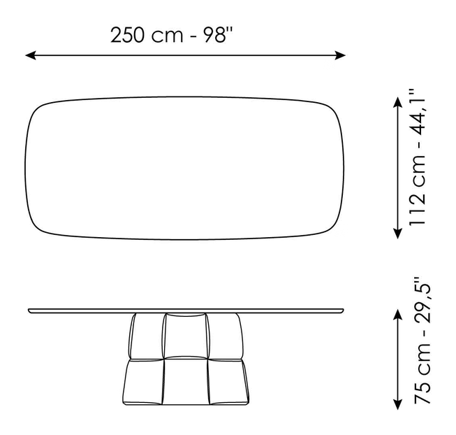 Palazzo Dining Table by Bonaldo, size drawing 3