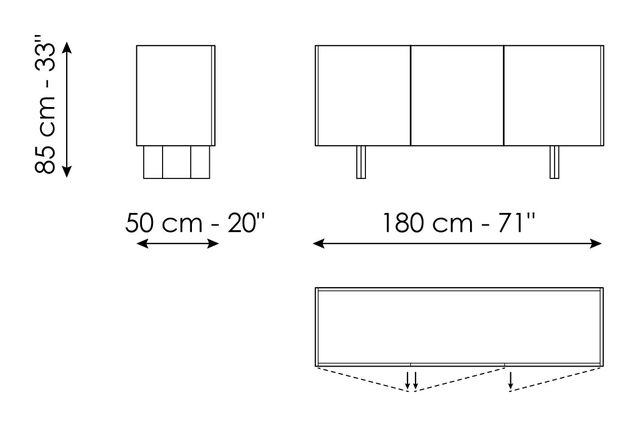 Outline Sideboard by Bonaldo, size drawing 2
